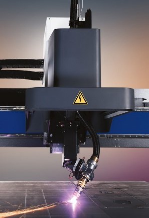 Messer Bevel-S head cutting a programmed weld-prep bevel in steel plate