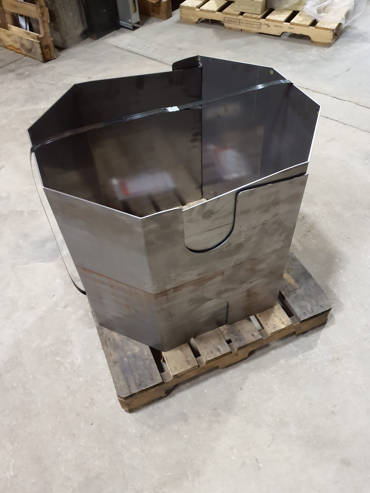 Formed sheet steel hopper weldment